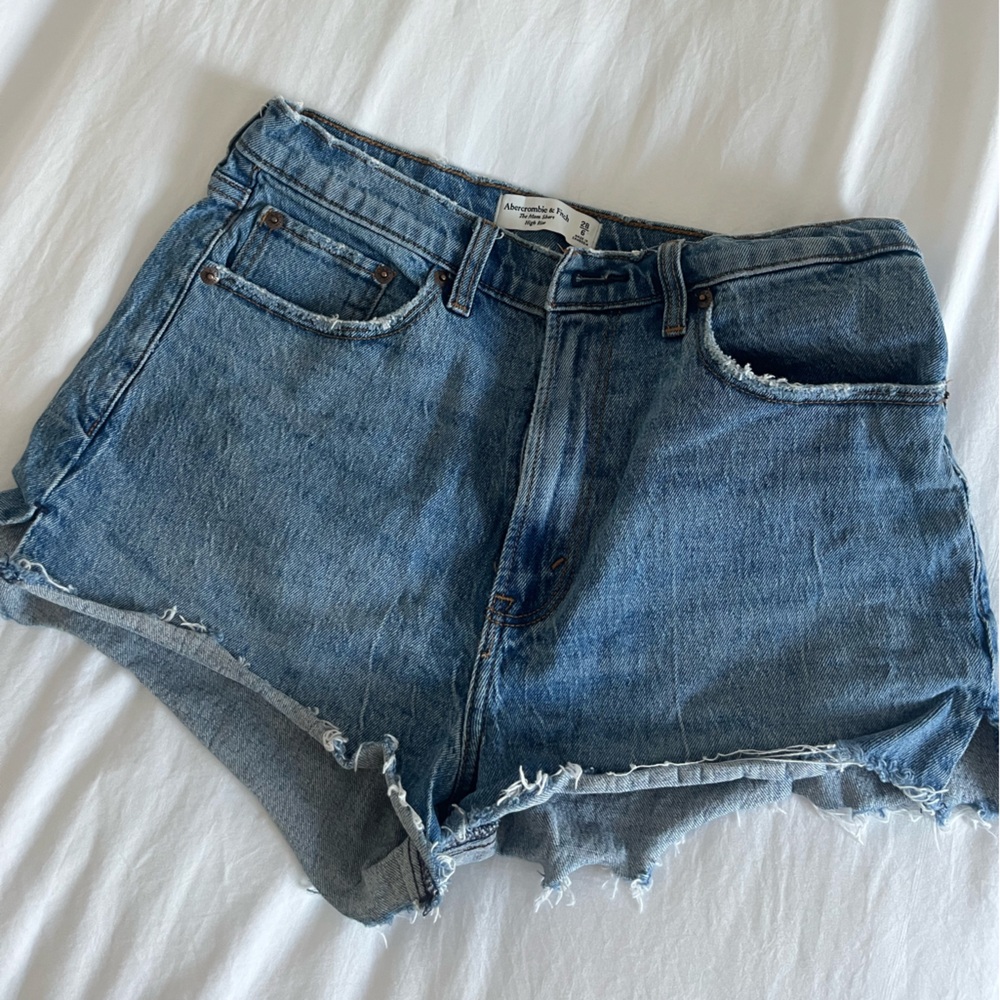 Abercrombie & Fitch Distressed Blue Denim Shorts